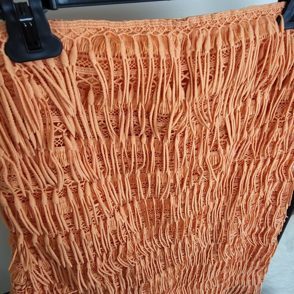 NWT Anthropologie Let me be orange fringed tube boho dress size M - Picture 3 of 11